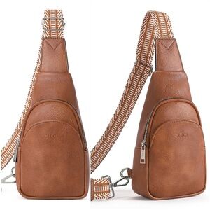 CLUCI Faux Leather Small Sling Bag Fashion Waist Packs with Guitar Strap Women’s